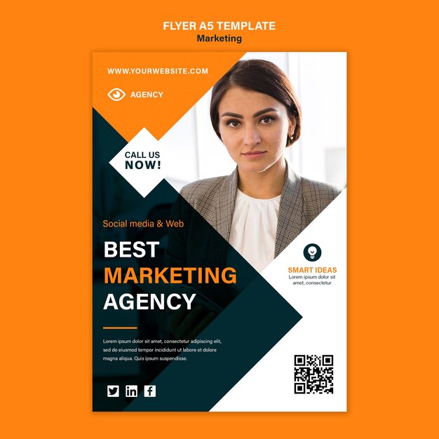 Flat design poster marketing template