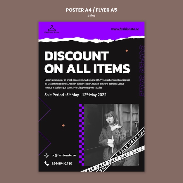 Flat design poster sale template