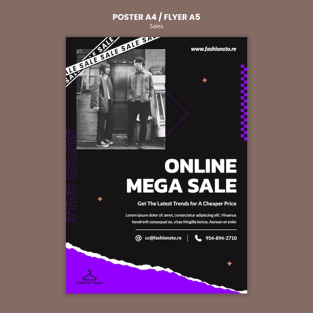 Flat design poster sale template