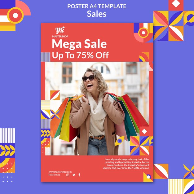 Flat design poster sale template