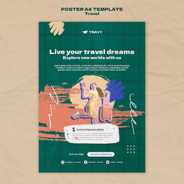 Flat design poster travel template