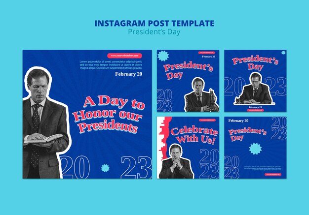 Flat design presidents day instagram posts