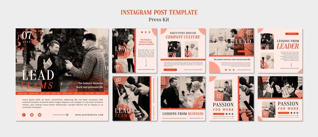 Flat design press kit template