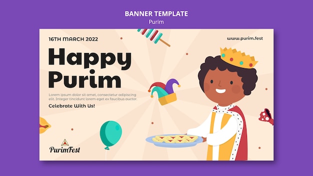 Free PSD flat design purim template