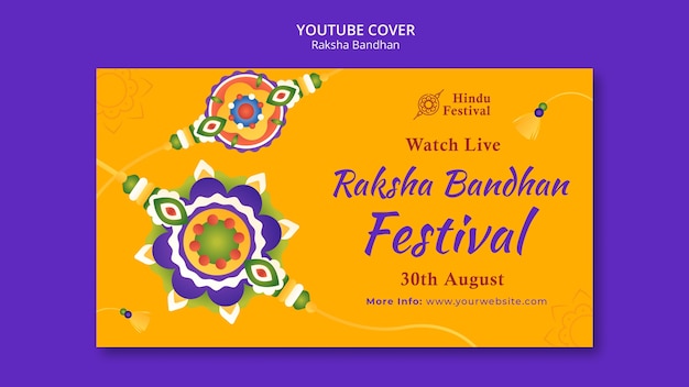 Free PSD flat design raksha bandhan celebration youtube cover