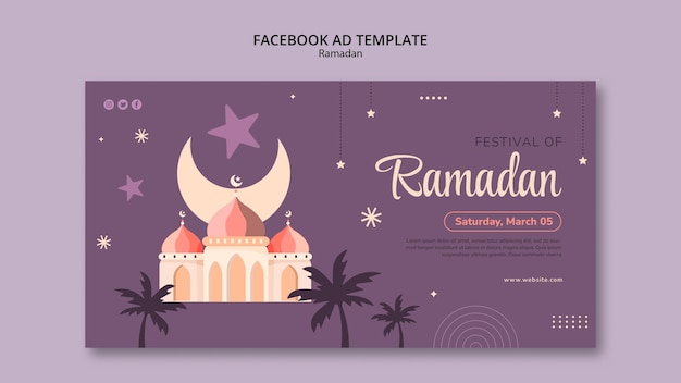 Free PSD flat design ramadan celebration facebook template