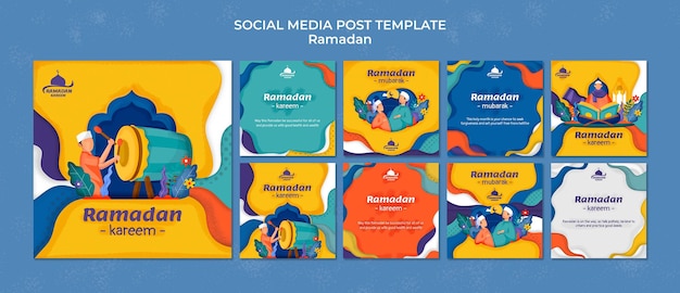 Flat design ramadan instagram postes template