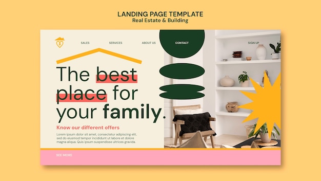 Flat design real estate business landing page