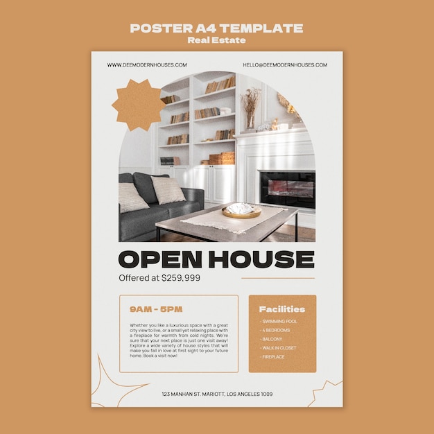 Free PSD flat design real estate design template