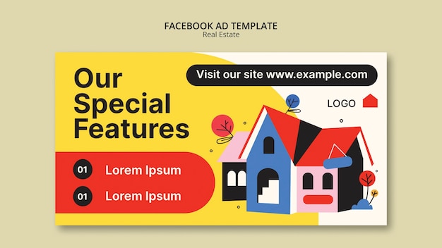 Free PSD flat design real estate facebook template