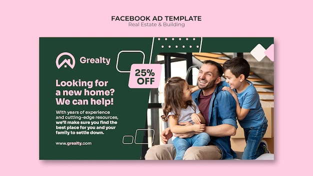 Free PSD flat design real estate facebook template