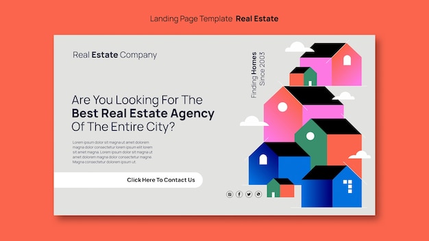 Free PSD flat design real estate template