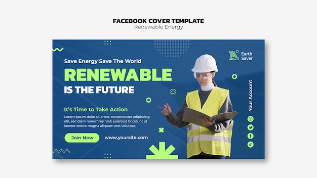 Free PSD flat design renewable energy facebook cover