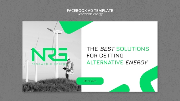 Free PSD flat design renewable energy facebook template