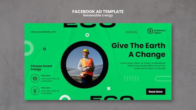 Free PSD flat design renewable energy facebook template