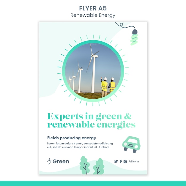 Free PSD flat design renewable energy poster template