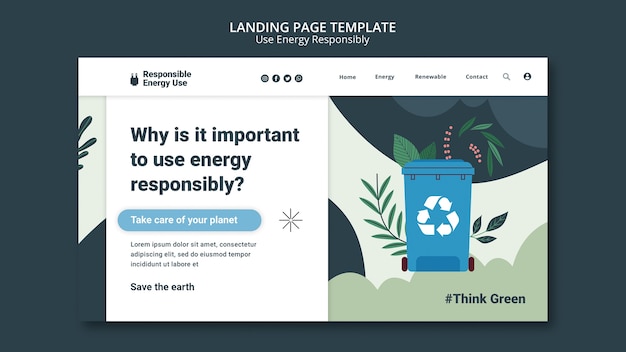 Free PSD flat design renewable energy template