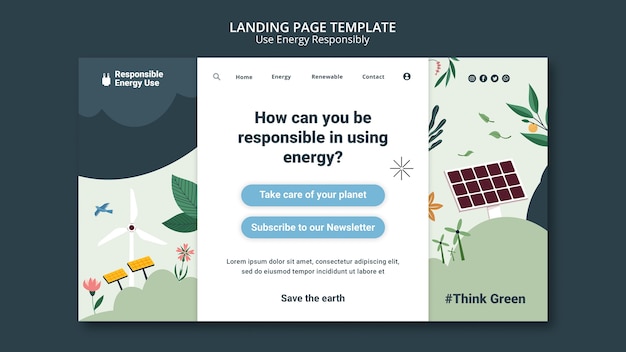 Free PSD flat design renewable energy template