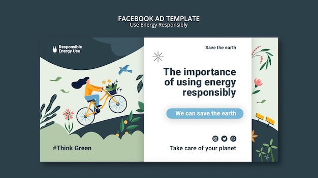 Free PSD flat design renewable energy template