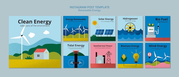 Free PSD flat design renewable energy template