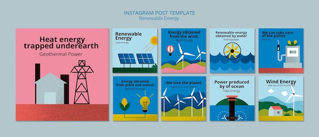 Free PSD flat design renewable energy template