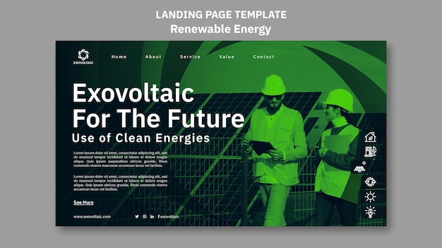 Free PSD flat design renewable energy template