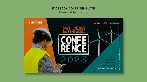 Free PSD flat design renewable energy template