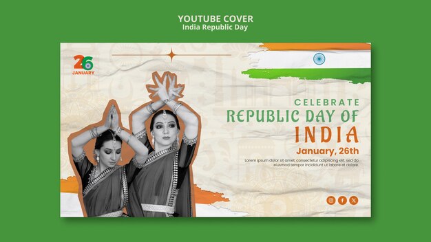 Free PSD flat design republic day celebration youtube cover