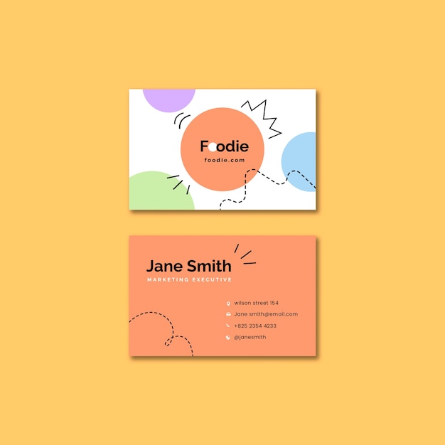 Flat design restaurant business card template