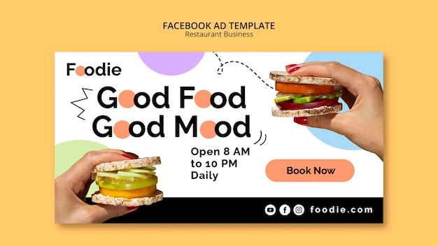 Free PSD flat design restaurant facebook ad template