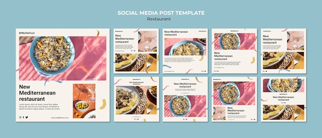 Flat design of restaurant instagram post template