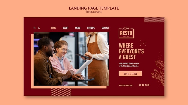 Flat design restaurant landing page template