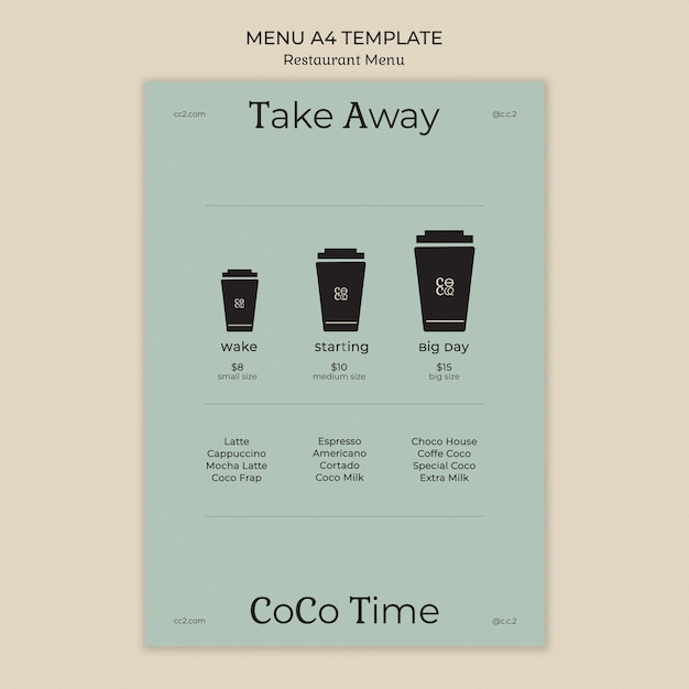 Free PSD flat design restaurant menu template