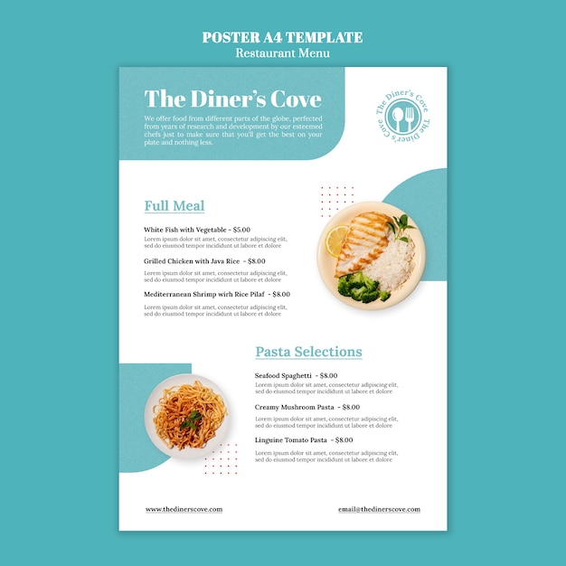 Free PSD flat design restaurant menu template