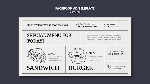 Free PSD flat design restaurant template