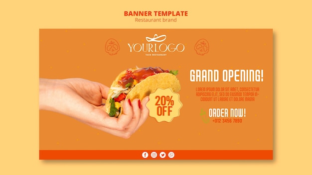 Free PSD flat design restaurant template