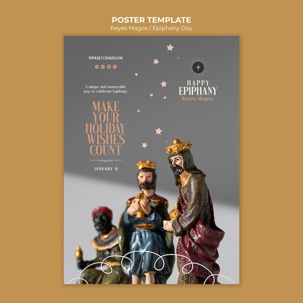 Free PSD flat design reyes magos template