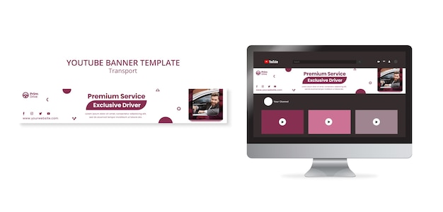 Free PSD flat design safety transport youtube banner