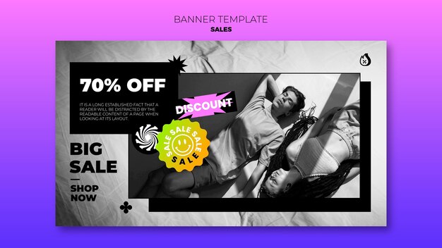 Flat design of sale banner template