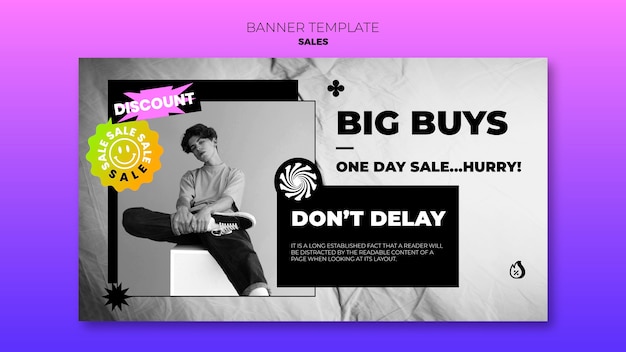 Flat design of sale banner template