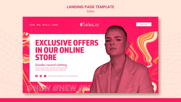 Flat design of sale landing page template