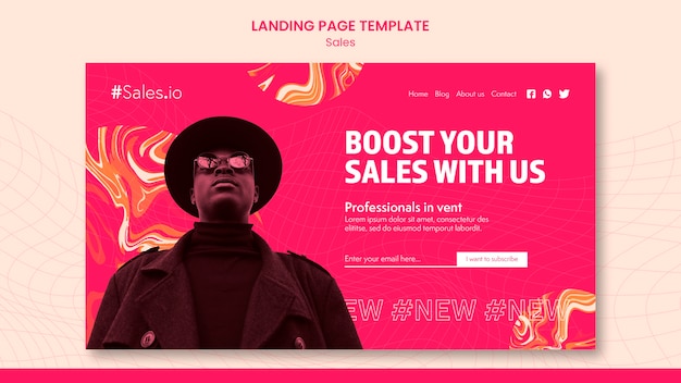 Flat design of sale landing page template