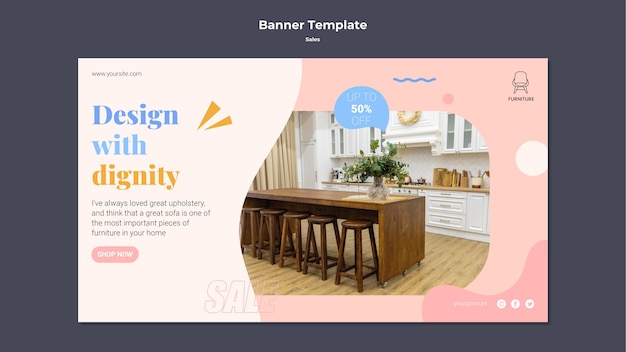 Free PSD flat design sale template of banner