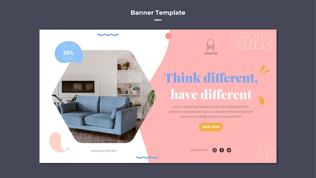 Free PSD flat design sale template of banner