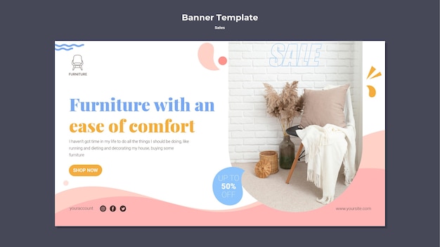 Free PSD flat design sale template of banner