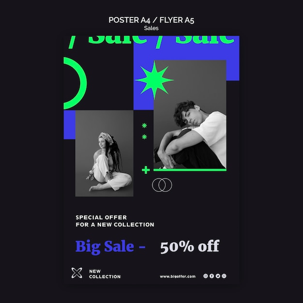 Flat design sale template of flyer