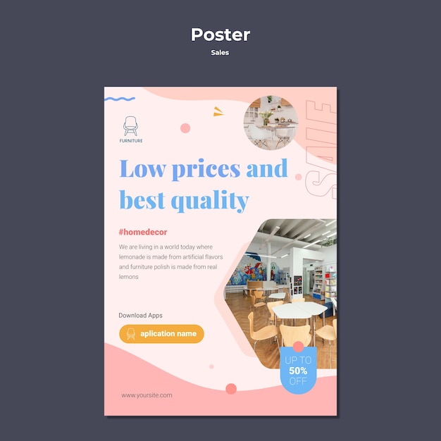 Flat design sale template of poster