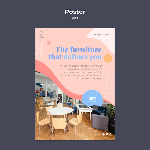 Free PSD flat design sale template of poster