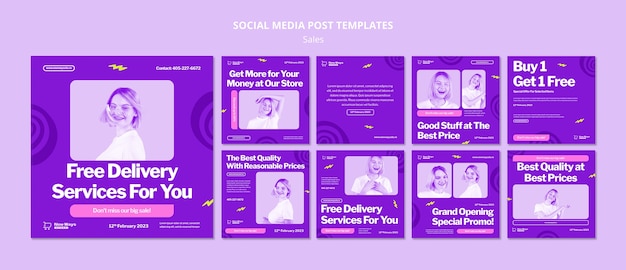 Flat design sales discount instagram posts