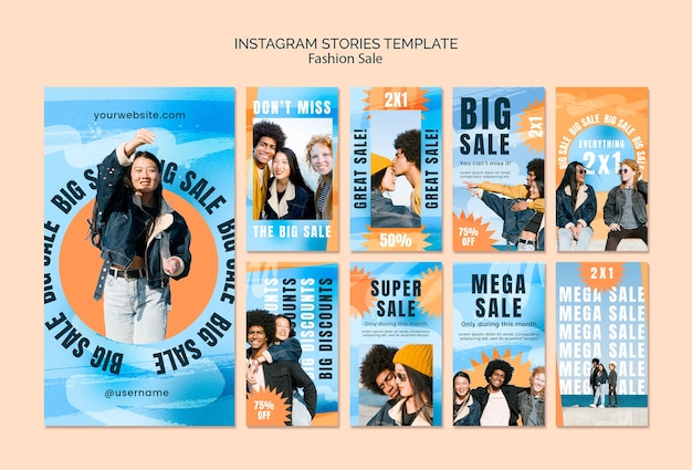 Free PSD flat design sales discount instagram stories